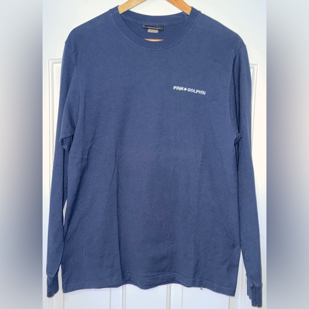 Pink Dolphin Navy Blue Long Sleeve Logo Tee Shirt Men’s Medium